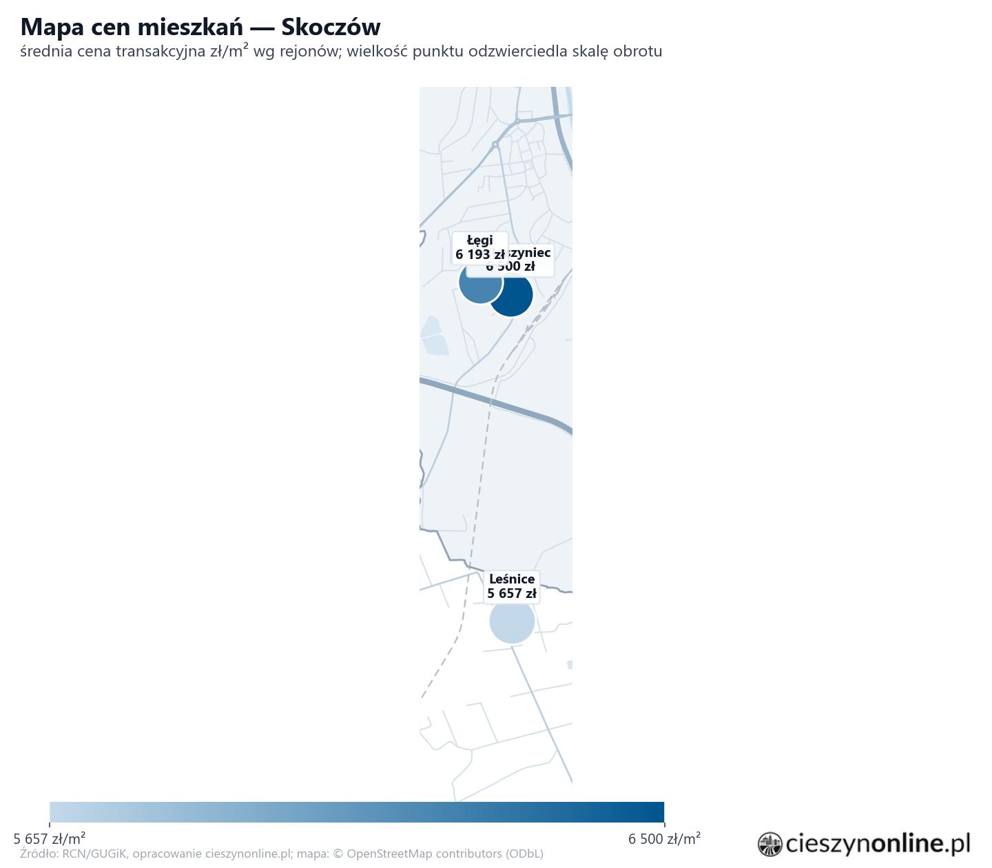 Mapa cen mieszkań - Skoczów