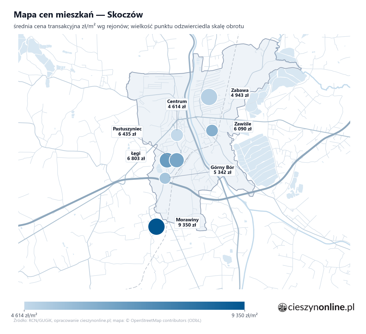 Mapa cen mieszkań - Skoczów