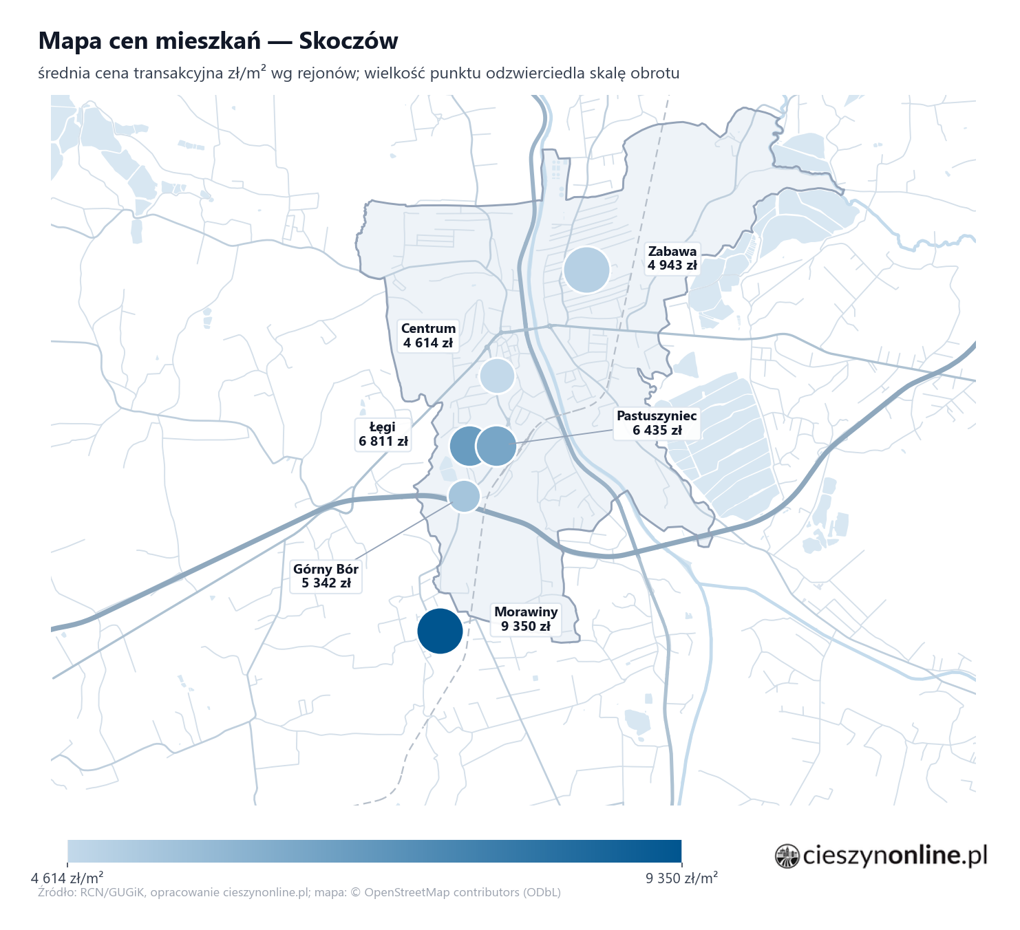 Mapa cen mieszkań - Skoczów
