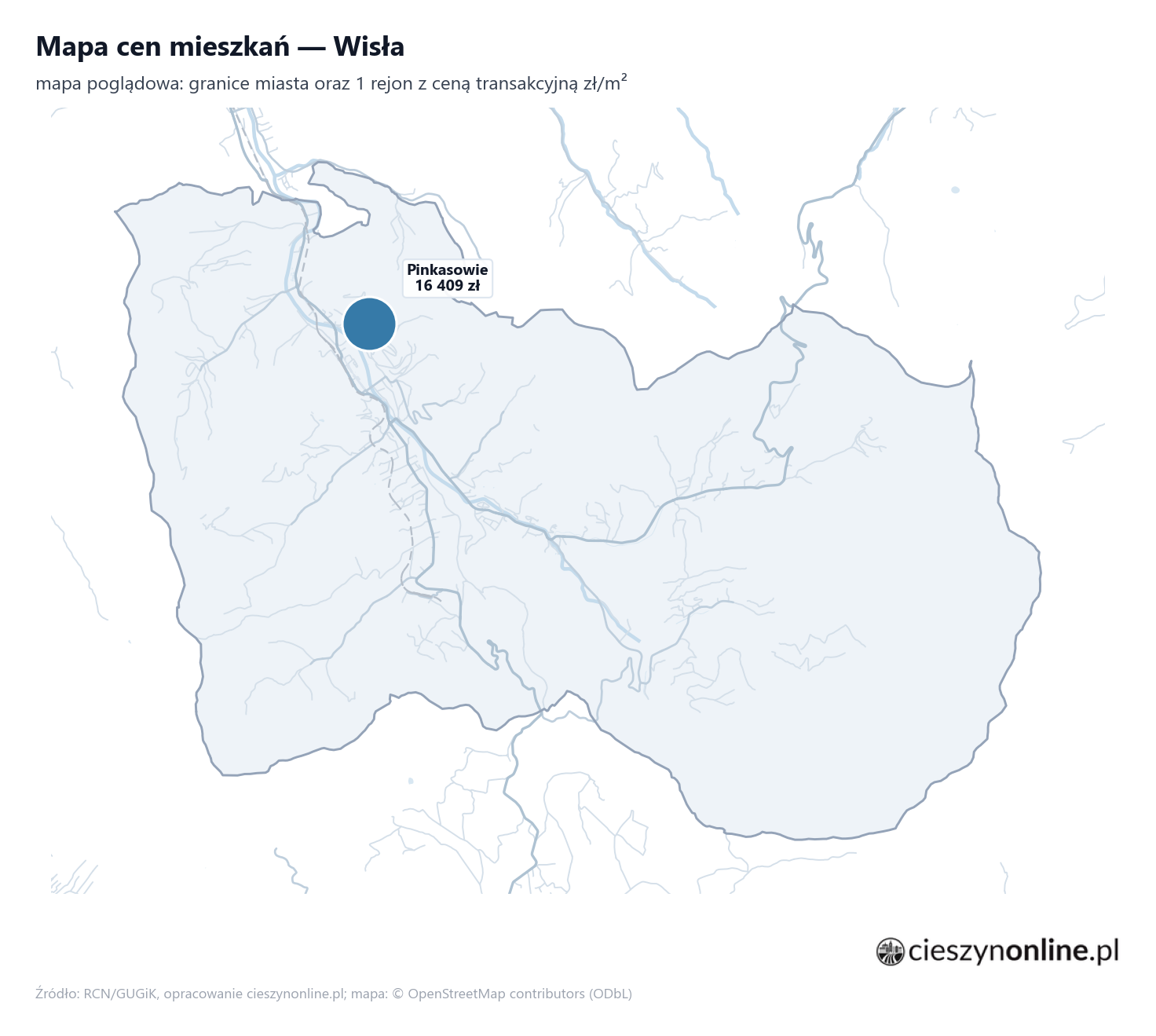 Mapa cen mieszkań - Wisła