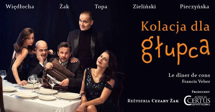 Grafika promocyjna wydarzenia Kolacja dla głupca — komedia z Cezarym Żakiem w Cieszynie