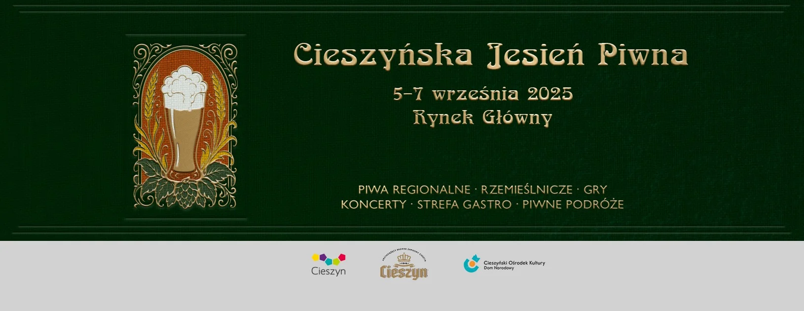 Obrazek przedstawia grafikę promocyjną wydarzenia Jesienne wydarzenie piwne na rynku w Cieszynie