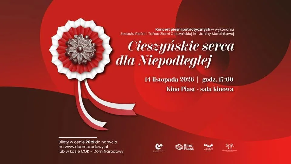Grafika promocyjna wydarzenia Cieszyńskie Serca dla Niepodległej