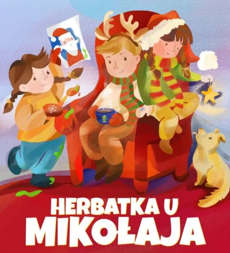 Grafika promocyjna wydarzenia Herbatka u Mikołaja i rozświetlenie choinki