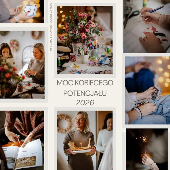Grafika promocyjna wydarzenia Moc Kobiecego Potencjału 2026 — warsztat rozwoju osobistego dla kobiet