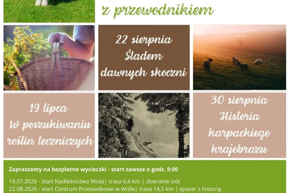 Grafika promocyjna wydarzenia Odkrywcy wiślańskich tajemnic - Śladem dawnych skoczni