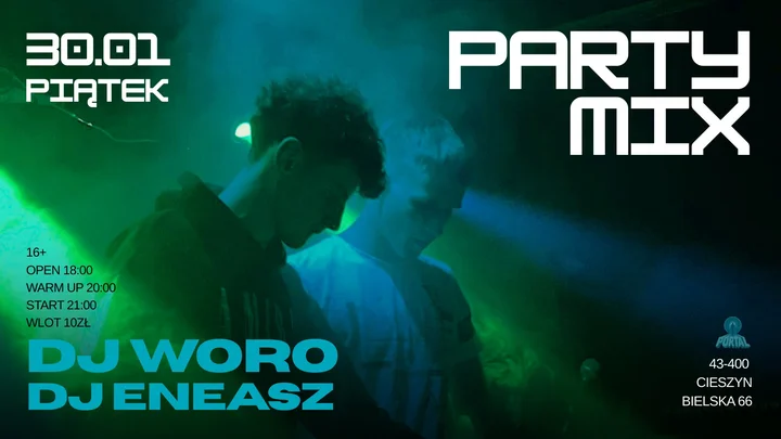 Grafika promocyjna wydarzenia PORTAL Party Mix — +16 z DJ Woro i DJ Eneasz (30 stycznia 2026)