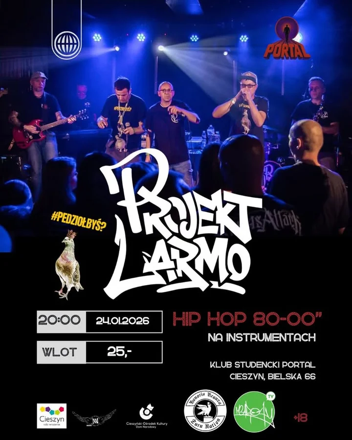 Grafika promocyjna wydarzenia PORTAL | PROJEKT LARMO — hip-hop na żywo w klimacie 80–00