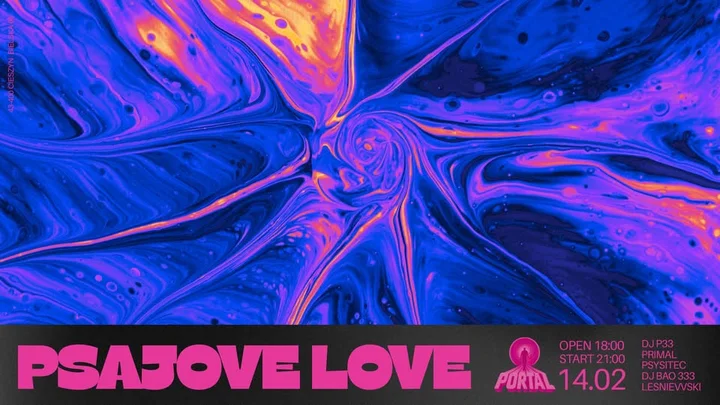 Grafika promocyjna wydarzenia Psajove Love — psytranceowy wieczór w klubie PORTAL (Cieszyn)