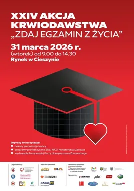 Grafika promocyjna wydarzenia Akcja krwiodawstwa Cieszyn Rynek — 31 marca 2026
