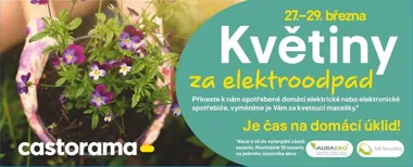 Grafika promocyjna wydarzenia KVĚTINY ZA ELEKTROODPAD — kwiaty za elektroodpady w Cieszynie