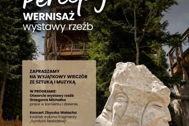 Grafika promocyjna wydarzenia Percepcja - wernisaż wystawy rzeźb Grzegorza Michałka