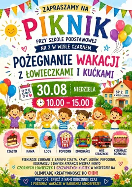 Grafika promocyjna wydarzenia Piknik „Pożegnanie wakacji z Łowieczkami i Kućkami”