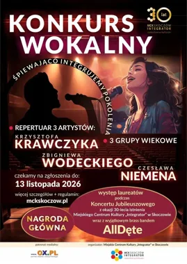 Grafika promocyjna wydarzenia Śpiewająco Integrujemy Pokolenia – Jubileuszowy Konkurs Wokalny