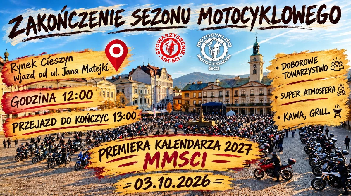 Grafika promocyjna wydarzenia VII Zakończenie sezonu motocyklowego MM SCI w Cieszynie