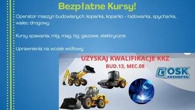 Bezpłatne kursy w Strumieniu. Są miejsca na maszyny, spawanie i wózki