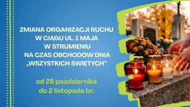 Jednokierunkowa ulica i parking przy cmentarzu w Strumieniu