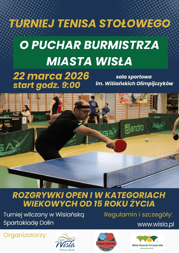 Turniej tenisa stołowego w Wiśle – OPEN dla dorosłych i gry dla młodzieży